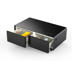 FORNO Evoluto  51" Smart Coffee Table – Dual Fridge Drawers, Bluetooth Audio, Wireless Charging, RGB Light in Black, FCTFR7006-51BLK