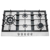 Cosmo 30" Gas Cooktop in Stainless Steel with 5 Sealed Brass Burners