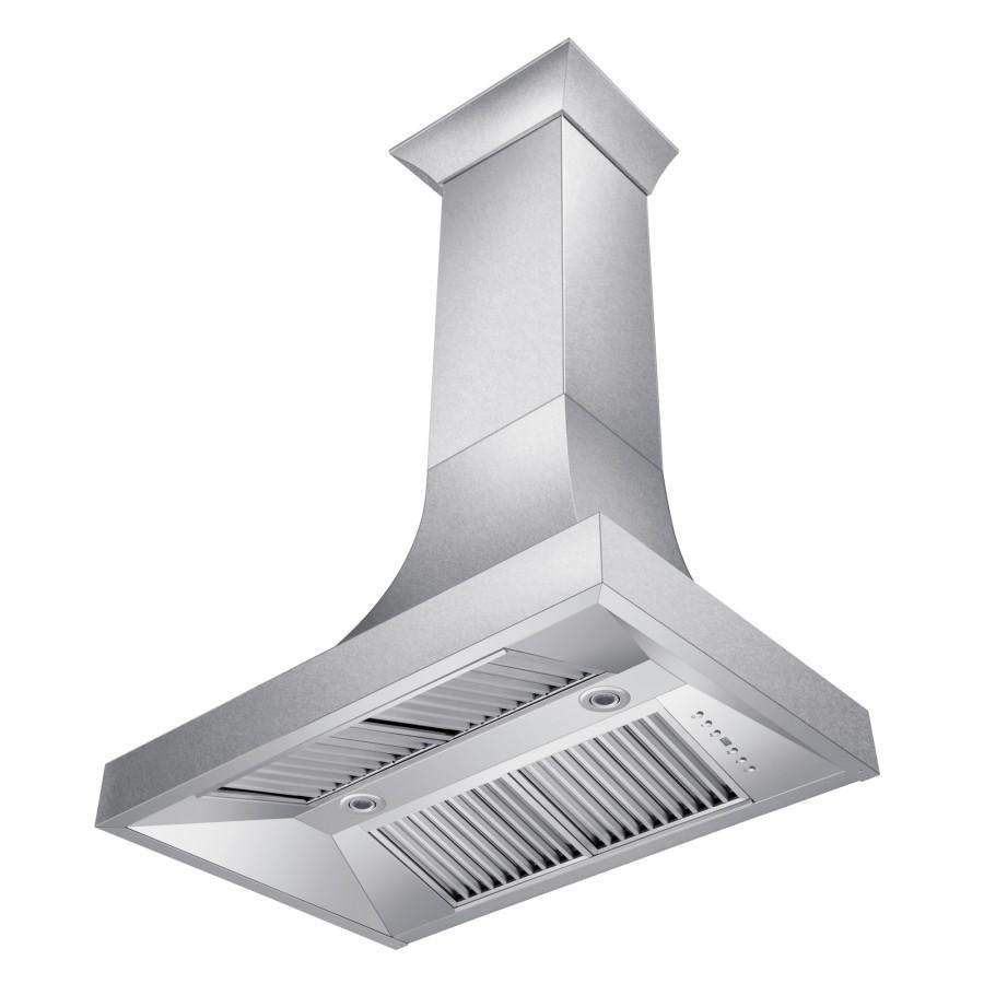 ZLINE 36" Designer Series Satin Stainless Steel Ducted Wall Range Hood, 8632S-36