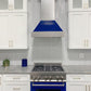 ZLINE 30" Ducted Satin Stainless Steel Wall Mount Range Hood with Blue Gloss Shell, 8654BG-30