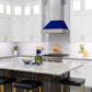 ZLINE 30" Ducted Satin Stainless Steel Wall Mount Range Hood with Blue Gloss Shell, 8654BG-30