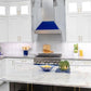 ZLINE 30" Ducted Satin Stainless Steel Wall Mount Range Hood with Blue Gloss Shell, 8654BG-30
