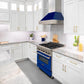 ZLINE 48" Ducted Satin Stainless Steel Wall Mount Range Hood with Blue Gloss Shell, 8654BG-48