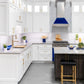 ZLINE 48" Ducted Satin Stainless Steel Wall Mount Range Hood with Blue Gloss Shell, 8654BG-48