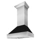 ZLINE 30" Ducted Satin Stainless Steel Wall Mount Range Hood with Black Matte Shell, 8654BLM-30