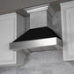 ZLINE 30" Ducted Satin Stainless Steel Wall Mount Range Hood with Black Matte Shell, 8654BLM-30