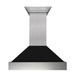 ZLINE 48" Ducted Satin Stainless Steel Wall Mount Range Hood with Black Matte Shell, 8654BLM-48