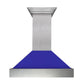 ZLINE 30" Ducted Satin Stainless Steel Wall Mount Range Hood with Blue Matte Shell, 8654BM-30