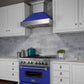ZLINE 30" Ducted Satin Stainless Steel Wall Mount Range Hood with Blue Matte Shell, 8654BM-30