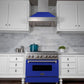ZLINE 30" Ducted Satin Stainless Steel Wall Mount Range Hood with Blue Matte Shell, 8654BM-30