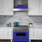 ZLINE 30" Ducted Satin Stainless Steel Wall Mount Range Hood with Blue Matte Shell, 8654BM-30