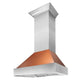 ZLINE 30" Ducted Satin Stainless Steel Wall Mount Range Hood with Copper Shell, 8654C-30