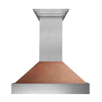 ZLINE 30" Ducted Satin Stainless Steel Wall Mount Range Hood with Hand-Hammered Copper Shell, 8654HH-30
