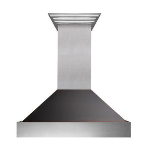 ZLINE 30" Ducted Satin Stainless Steel Wall Mount Range Hood with Oil Rubbed Bronze Shell, 8654ORB-30