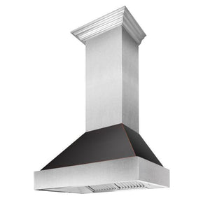 ZLINE 30" Ducted Satin Stainless Steel Wall Mount Range Hood with Oil Rubbed Bronze Shell, 8654ORB-30