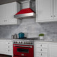 ZLINE 30" Ducted Satin Stainless Steel Wall Mount Range Hood with Red Gloss Shell, 8654RG-30