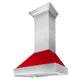 ZLINE 36" Ducted Satin Stainless Steel Wall Mount Range Hood with Red Gloss Shell, 8654RG-36