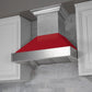 ZLINE 36" Ducted Satin Stainless Steel Wall Mount Range Hood with Red Gloss Shell, 8654RG-36