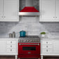 ZLINE 36" Ducted Satin Stainless Steel Wall Mount Range Hood with Red Gloss Shell, 8654RG-36