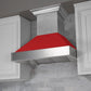 ZLINE Appliance Package - 48" Dual Fuel Range with Red Gloss Door and Convertible Vent Range Hood in Satin Stainless Steel, 2KP-RASRGRH48