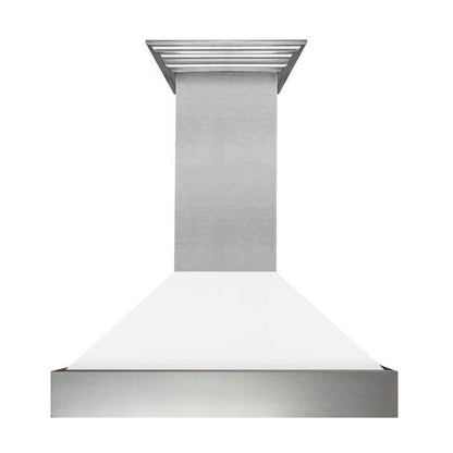 ZLINE 36" Ducted Satin Stainless Steel Wall Mount Range Hood with White Matte Shell, 8654WM-36