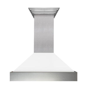 ZLINE 48" Ducted Satin Stainless Steel Wall Mount Range Hood with White Matte Shell, 8654WM-48