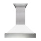 ZLINE Appliance Package - 48" Dual Fuel Range with White Matte Door and Convertible Vent Range Hood in Satin Stainless Steel, 2KP-RASWMRH48