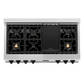 ZLINE Autograph 48" Legacy Gas Rangetop with 7 Burners and Porcelain Cooktop in Satin Stainless Steel with Matte Black Accents, RTSZ-48-MB