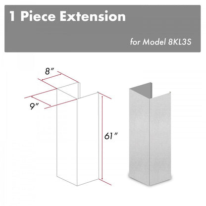ZLINE 61" Satin Stainless Steel Chimney Extension for Ceilings up to 12.5 ft., 8KL3S-E