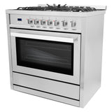 Cosmo 36" 3.8 cu. ft. Single Oven Gas Range with 5 Burner Cooktop and Heavy Duty Cast Iron Grates in Stainless Steel