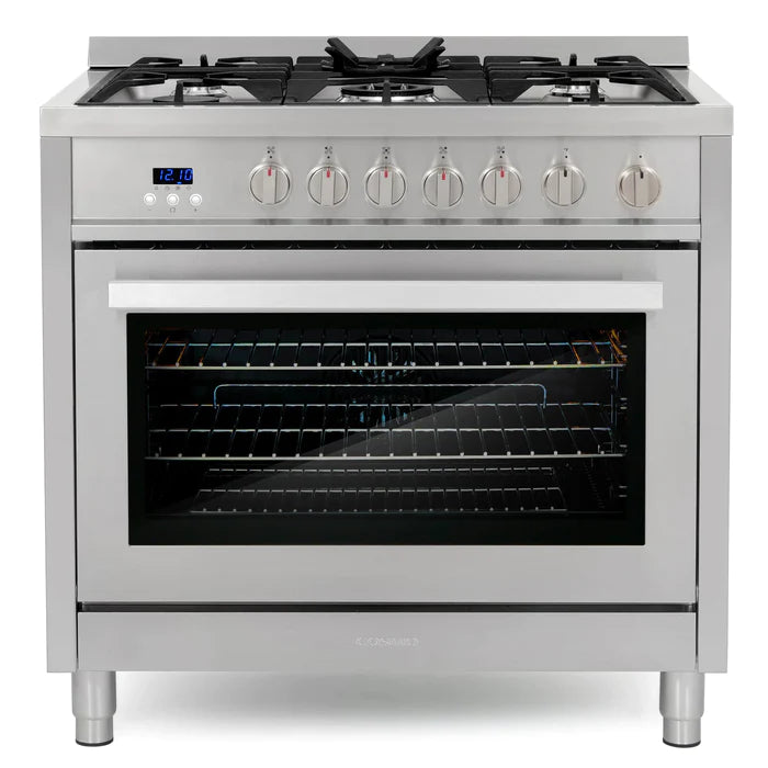 Cosmo 36" 3.8 cu. ft. Single Oven Gas Range with 5 Burner Cooktop and Heavy Duty Cast Iron Grates in Stainless Steel