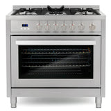 Cosmo 36" 3.8 cu. ft. Single Oven Gas Range with 5 Burner Cooktop and Heavy Duty Cast Iron Grates in Stainless Steel