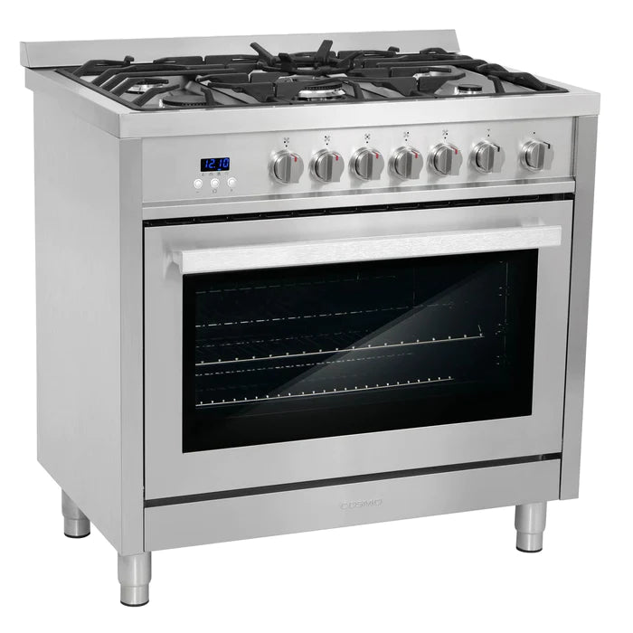 Cosmo 36" 3.8 cu. ft. Single Oven Gas Range with 5 Burner Cooktop and Heavy Duty Cast Iron Grates in Stainless Steel