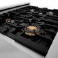 ZLINE Autograph 30" 4.0 cu. ft. Legacy Dual Fuel Range with 4 Burner Gas Cooktop and Electric Convection Oven in Satin Stainless Steel with White Matte Door and Matte Black Accents, RASZ-WM-30-MB