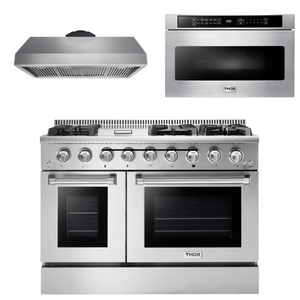 THOR Kitchen Package - 48" Dual Fuel Range, Range Hood, Microwave, AP-HRD4803U-5