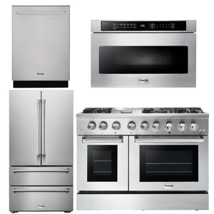 THOR Kitchen Package - 48" Propane Dual Fuel Range, Refrigerator, Dishwasher, Microwave, AP-HRD4803ULP-6