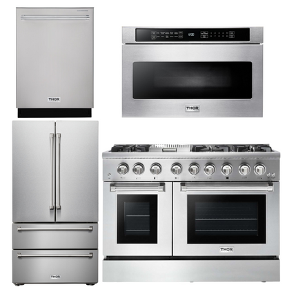 THOR Kitchen Package - 48" Propane Dual Fuel Range, Refrigerator, Dishwasher, Microwave, AP-HRD4803ULP-6
