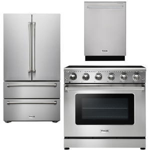 THOR Kitchen Package - 36" Electric Range, Refrigerator, Dishwasher, AP-HRE3601-2
