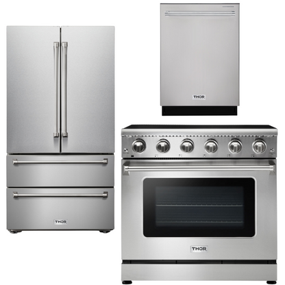 THOR Kitchen Package - 36" Electric Range, Refrigerator, Dishwasher, AP-HRE3601-2