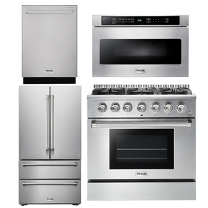 THOR Kitchen Package - 36" Propane Gas Range, Microwave, Refrigerator, Dishwasher, AP-HRG3618ULP-6