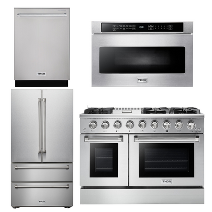 THOR Kitchen Package - 48" Gas Range, Refrigerator, Dishwasher, Microwave, AP-HRG4808U-6