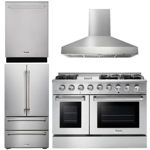 THOR Kitchen Package - 48" Gas Range, Range Hood, Refrigerator, Dishwasher, AP-HRG4808U-W-2