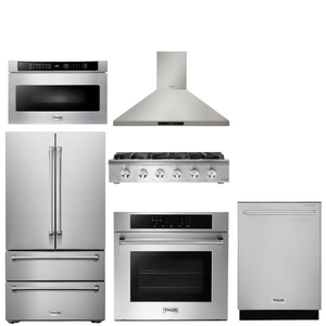 THOR Kitchen Package - 36" Propane Gas Rangetop, Range Hood, Wall Oven, Refrigerator, Dishwasher, Microwave, AP-HRT3618ULP-5
