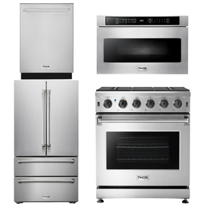 THOR Kitchen Package - 30" Gas Range, Microwave, Refrigerator, Dishwasher, AP-LRG3001U-6
