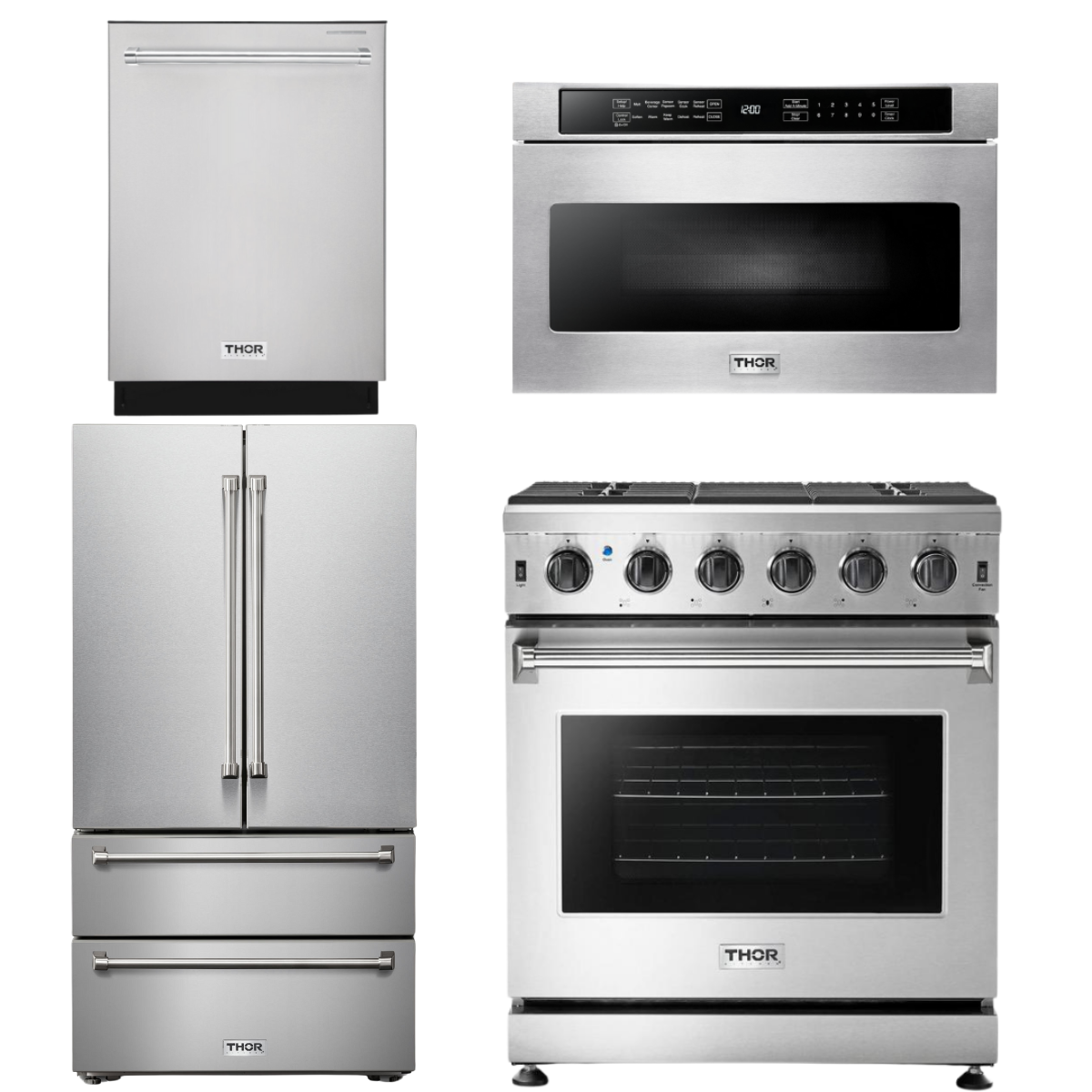 THOR Kitchen Package - 30" Propane Gas Range, Microwave, Refrigerator, Dishwasher, AP-LRG3001ULP-6