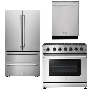 THOR Kitchen Package - 36" Gas Range, Refrigerator, Dishwasher, AP-LRG3601U-15
