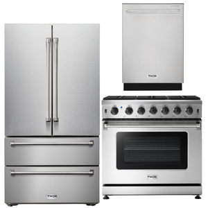 THOR Kitchen Package - 36" Gas Range, Refrigerator, Dishwasher, AP-LRG3601U-2