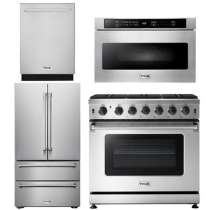 THOR Kitchen Package - 36" Propane Gas Range, Microwave, Refrigerator, Dishwasher, AP-LRG3601ULP-6
