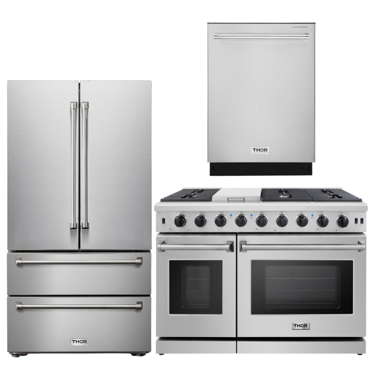 THOR Kitchen Package - 48" Gas Range, Dishwasher, Refrigerator, AP-LRG4807U-2