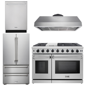 THOR Kitchen Package - 48" Gas Range, Range Hood, Dishwasher, Refrigerator, AP-LRG4807U-3